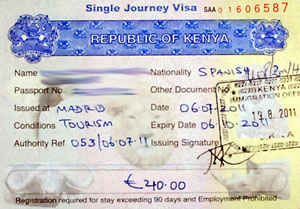 Visado de Kenya. Javier Yanes/Kenyalogy.com